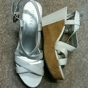 GUESS white wedges